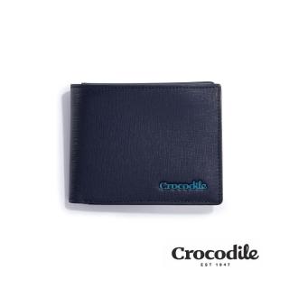 【Crocodile】皮夾 男生短夾 9卡夾 雙鈔 Oxford牛津系列 0103-11103-黑藍兩色-鱷魚皮件(新品上市)