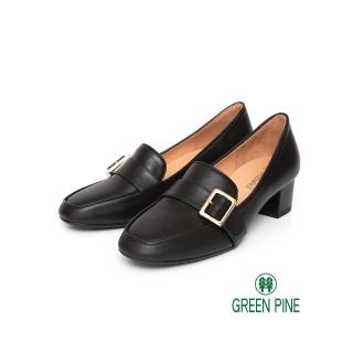 【GREEN PINE】典雅復古金屬方扣樂福鞋黑色(00950051)