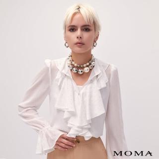 【MOMA】法式亮鑽雪紡荷葉領上衣(兩色)