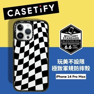 【Casetify】iPhone 14 Pro Max 耐衝擊透黑-波浪格紋(支援無線充電)