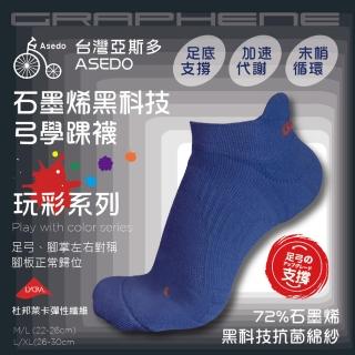 【Asedo 亞斯多】MIT台灣製造石墨烯黑科技弓學踝襪 玩彩系列(單組-林力仁推薦 男女襪 透氣除臭 機能登山襪)