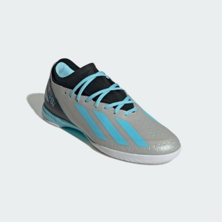 【adidas 愛迪達】X CRAZYFAST MESSI.3 IN 男款 運動 平底 室內足球鞋 梅西 銀藍黑(IE4076)