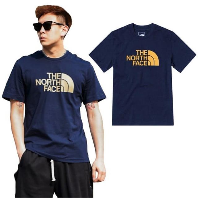 【The North Face】男 大LOGO 柔軟透氣吸濕短袖圓領T恤_亞洲版型.休閒衫(4U8Z-RG1 深海藍 V)