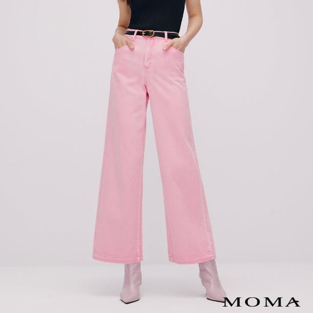 【MOMA】酷甜洗色牛仔寬褲(粉色)