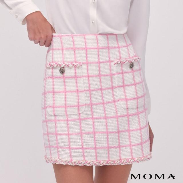 【MOMA】俏麗格紋花紗短裙(白色)