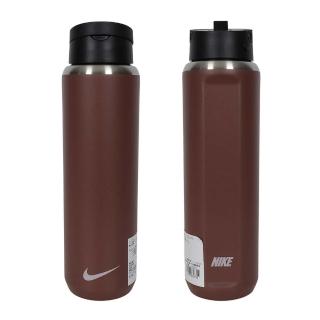 【NIKE 耐吉】RECHARGE 吸管保冷瓶 24 OZ-水壺 慢跑 登山 單車 咖啡紅白(N100163220324)