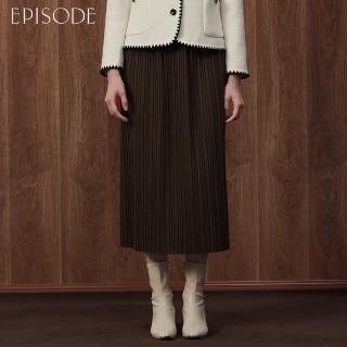 【EPISODE】百搭寬鬆皺褶鬆緊腰長裙E35D01（棕）