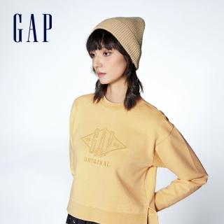 【GAP】女裝 Logo純棉印花圓領大學T-黃色(874454)