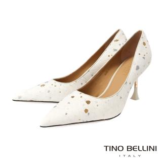 【TINO BELLINI 貝里尼】尖頭美人魚異材質拼接高跟鞋FSEV006(米白)
