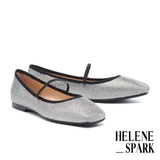 【HELENE_SPARK】華麗時尚晶鑽瑪莉珍方頭平底鞋(銀)