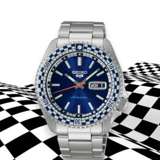 【SEIKO 精工】5 Sports 賽車風格 機械腕錶 藍色 男錶 手錶 禮物 母親節(4R36-15Z0B/SRPK65K1)