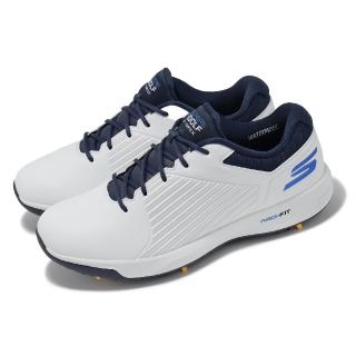 【SKECHERS】高爾夫球鞋 Go Golf Elite Vortex 男鞋 白 藍 防水 避震 輕量 抓地 運動鞋(214064-WNVB)
