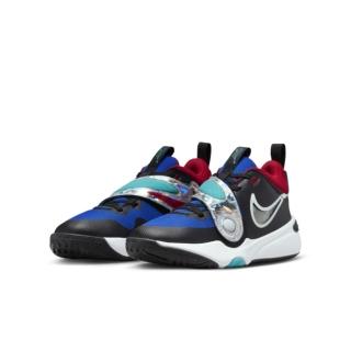 【NIKE 耐吉】籃球鞋 女鞋 大童 運動鞋 包覆 緩震 TEAM HUSTLE D 11 SE GS 黑藍 FJ1390-001