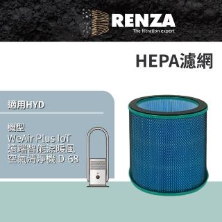 【RENZA】適用HYD 輝葉 D-68 WeAir Plus IoT遠端智能涼暖風空氣清淨機(HEPA濾網 濾芯)