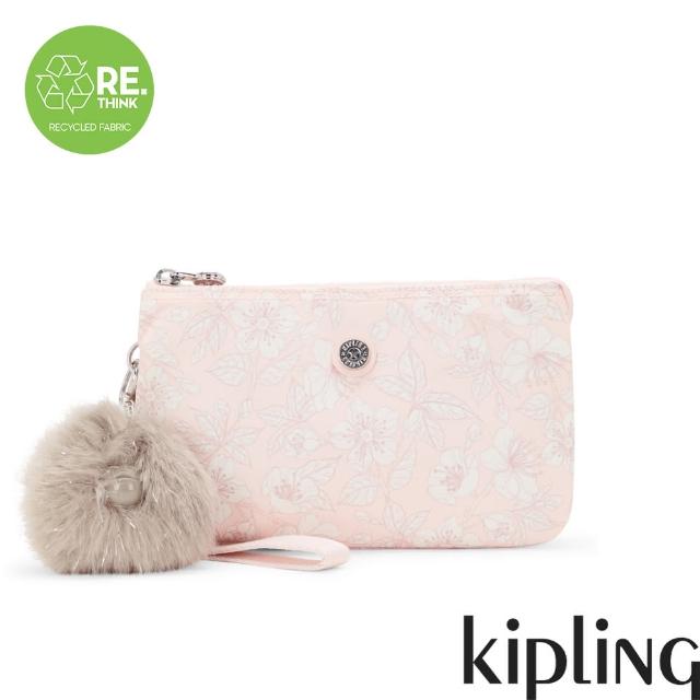 【KIPLING官方旗艦館】（網路獨家款）溫柔淡粉花卉多層配件包-CREATIVITY XL
