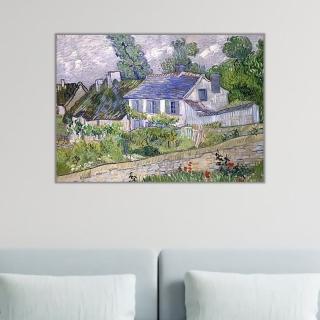 《奧維的房子》梵谷．後印象派 世界名畫 經典名畫 風景油畫-無框60x80CM