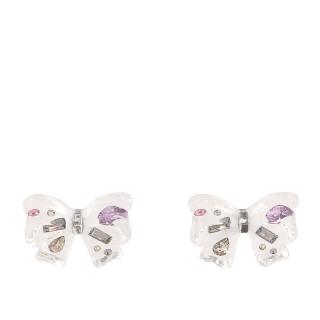 【COACH】彩色玻璃鑲飾蝴蝶結造型針式耳環(透明色)