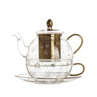 【T2 Tea】T2金蜂摩洛哥玻璃單人杯壺套組(T2 Bee Moroccan _ Glass Tea For One)