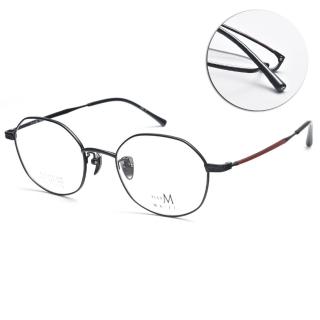 【MA-JI MASATOMO】多邊圓框光學眼鏡(黑 深紅#PMJ085 C4)