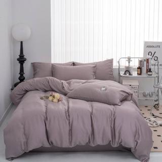 【LASOL 睡眠屋】360織60支100%天絲_莫蘭迪系列兩用被床包枕套組(紫想愛你-加大)