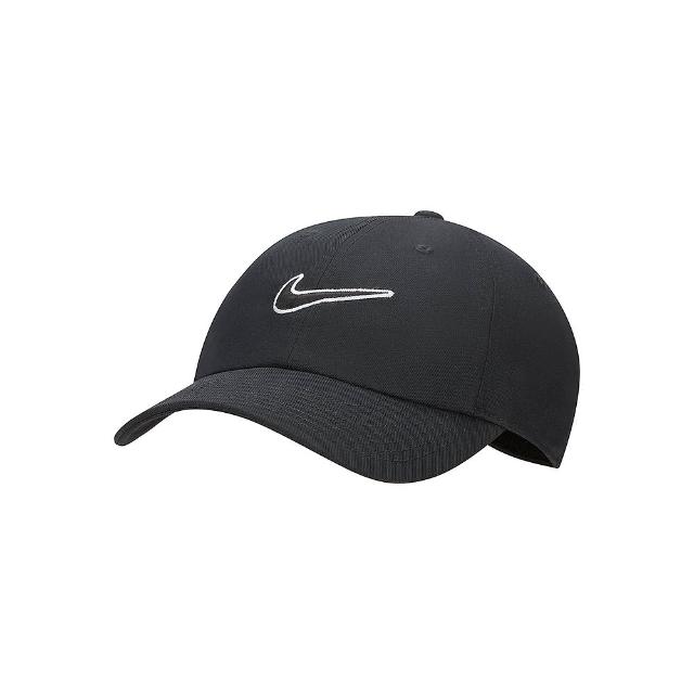 【NIKE 耐吉】Club Swoosh 軟帽 中性 黑色 刺繡 基本款 老帽 復古帽 帽子 FB5369-010