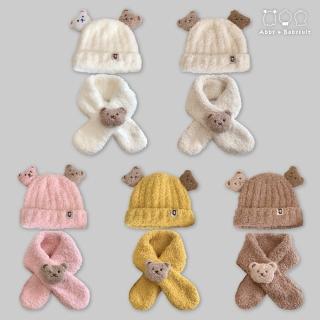 【艾比童裝】絨毛熊熊圍巾帽子套組(配件系列 A10-33)