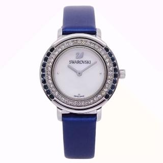 【SWAROVSKI 施華洛世奇】施華洛世奇SWAROVSKI 水晶女孩的純真時尚優質秀麗腕錶-藍+銀-5243722