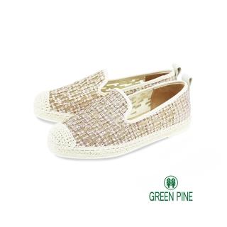 【GREEN PINE】水鑽編織休閒平底漁夫鞋粉色(10132015)