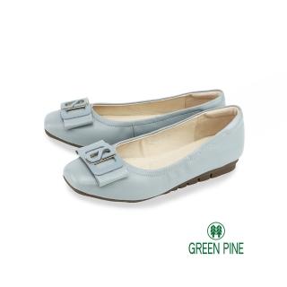 【GREEN PINE】典雅小方頭2cm平底娃娃鞋灰藍色(00851331)