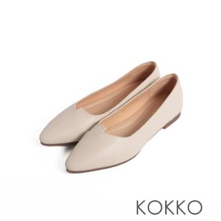 【KOKKO 集團】唯美拼接柔軟羊皮包鞋(白色)