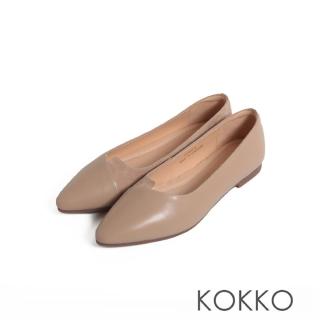 【KOKKO 集團】唯美拼接柔軟羊皮包鞋(卡其色)