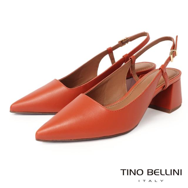 【TINO BELLINI 貝里尼】巴西進口前包後拉帶素面低跟鞋FW2T002-Q(橘色)