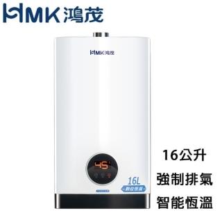【HMK 鴻茂】屋內智能恆溫強制排氣熱水器H-1601 16L(LPG/FE式 原廠安裝)
