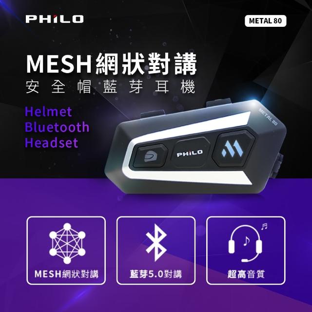 【Philo 飛樂】官方旗艦店 METAL80安全帽藍芽耳機(32人MESH網狀對講/藍芽5.0/自動聯網/)