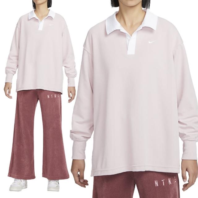 【NIKE 耐吉】AS W NSW Essntl OS LS 女款 淡紫色 休閒 Polo 上衣 長袖 FB8721-019