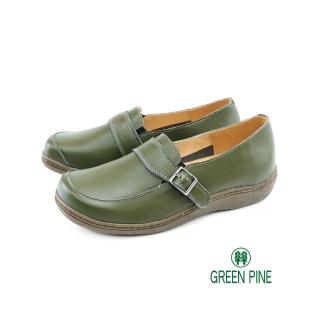 【GREEN PINE】圓頭厚底飾釦內增高休閒鞋綠色(00612201)