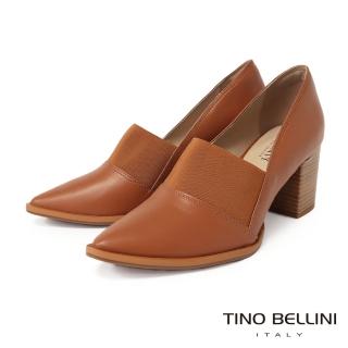 【TINO BELLINI 貝里尼】巴西進口尖頭素面繃帶高跟鞋FWEV001C-N(咖啡)