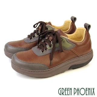 【GREEN PHOENIX 波兒德】男鞋 磁石震動 休閒鞋 皮鞋 商務鞋 厚底 吸震減壓(綠色)