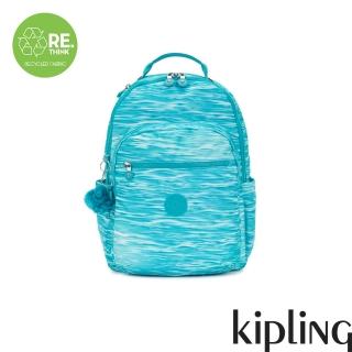 【KIPLING官方旗艦館】（網路獨家款）湖水綠水波紋印花機能手提後背包-SEOUL