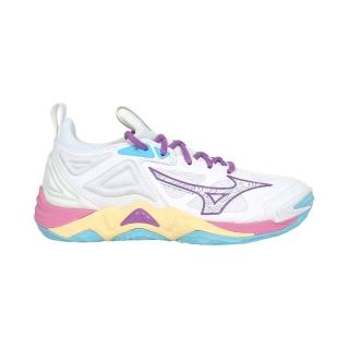 【MIZUNO 美津濃】WAVE MOMENTUM 3 女排球鞋-訓練 運動 美津濃 白紫黃藍粉(V1GC231237)