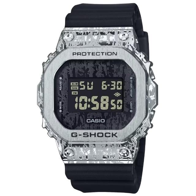 【CASIO 卡西歐】G-SHOCK 油漬搖滾 頹廢風格潮流 多功能電子腕錶 女王節(GM-5600GC-1)