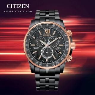 【CITIZEN 星辰】GENTS系列 亞洲限定 光動能電波計時手錶-42.6mm黑(CB5884-88H)