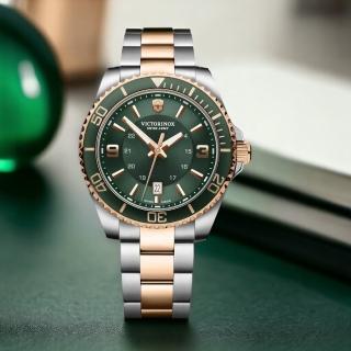 【VICTORINOX 瑞士維氏】Maverick Large 潛水大三針腕錶 綠色 潛水型 男錶 手錶 新年禮物(VISA-242008)