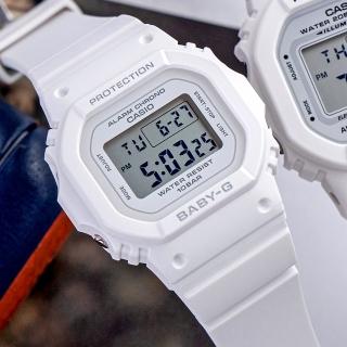 【CASIO 卡西歐】BABY-G 簡約輕薄耐衝擊電子腕錶/白(BGD-565-7)