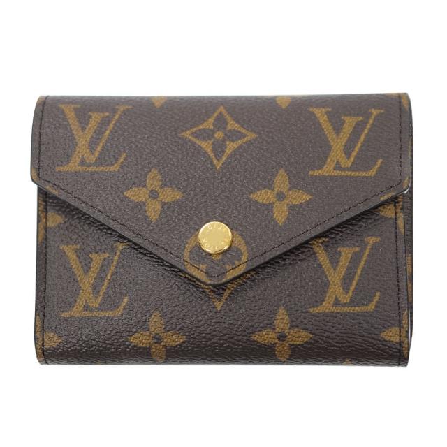 【Louis Vuitton 路易威登】LV VICTORINE 花紋信封式卡夾零錢包(M62360-金扣芭蕾粉色)
