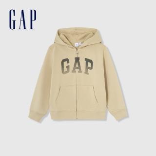 【GAP】男童裝 Logo連帽外套-卡其色(429331)