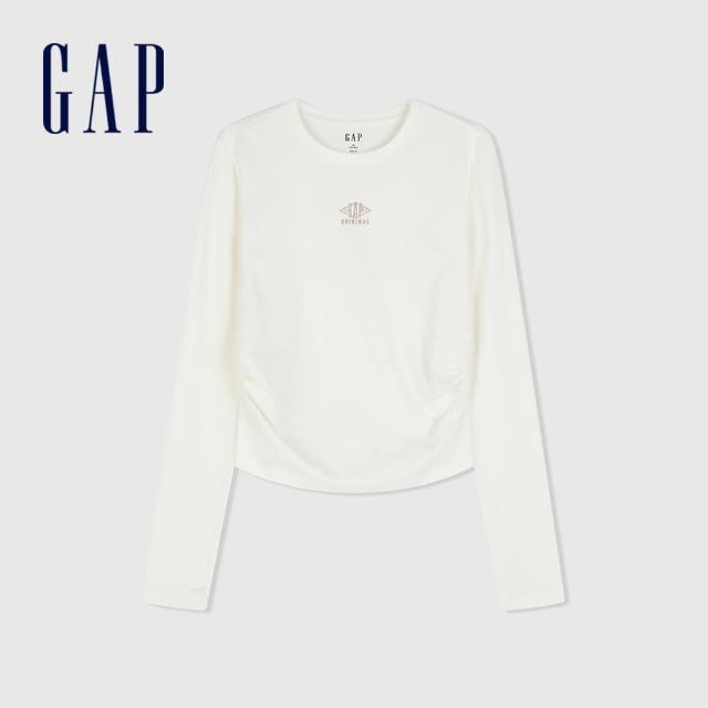 【GAP】女裝 Logo圓領長袖T恤 女友T系列-白色(889914)