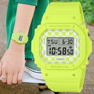 【CASIO 卡西歐】BABY-G 格子旗圖案 街頭時尚電子腕錶 禮物推薦 畢業禮物(BGD-565GS-9)