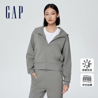 【GAP】女裝 Logo連帽外套 空氣三明治系列-灰色(891632)