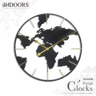 【iINDOORS 英倫家居】Loft 簡約設計時鐘(黑色地圖 60cm)